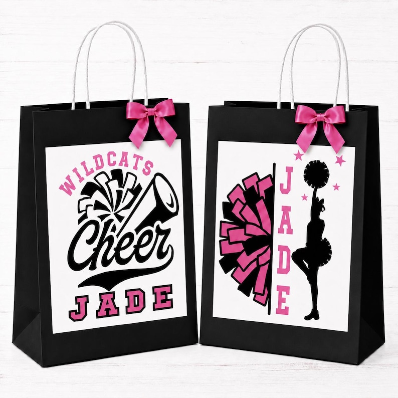 Personalized Cheerleader Gift Bags - Custom Name & School Mascot - Perfect for Cheer Squad Gifts - Cheerleading Gifts - Coach Gift Bag image 2