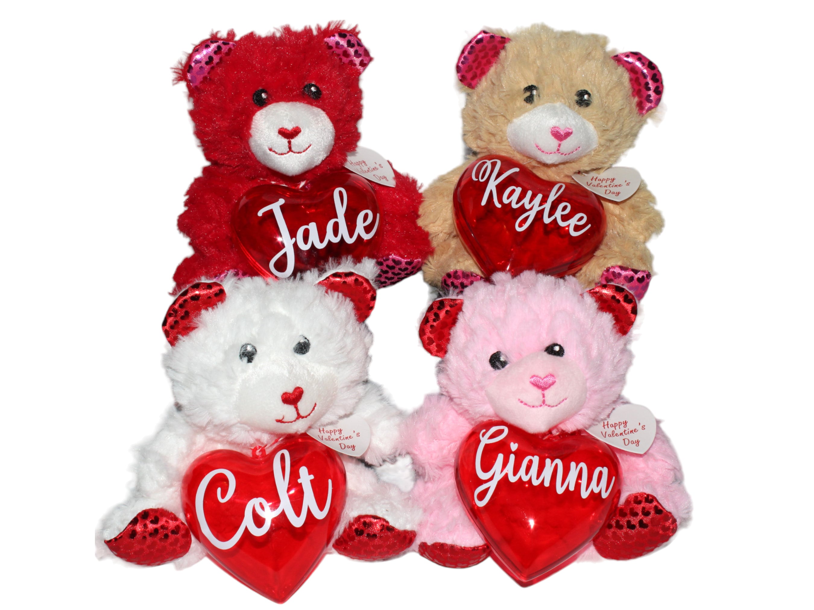Oso de peluche personalizado con foto y texto personalizado en el corazón,  oso de peluche de San Valentín con rosa y lazo para ella como regalo