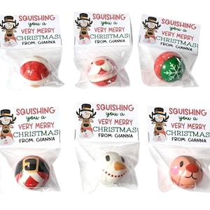 Christmas Themed Squishy balls - Ready To Gift - Bulk Christmas Party Favors - Christmas Class Party - Student Gifts - Stocking Stuffers