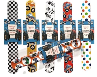 Monster Truck Slap Bracelet Party Favors – "Hope You Had a SMASHING Good Time!" – Boys Birthday Goodie Bags – Ready to Gift