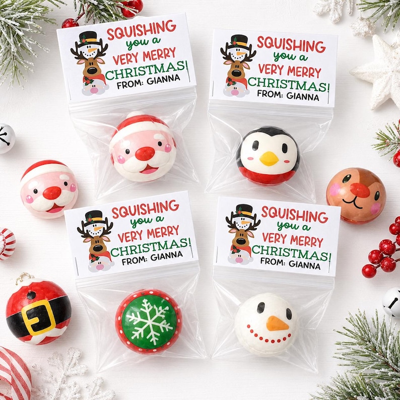 Palline squishy a tema natalizio - Pronte da regalare - Bomboniere natalizie all'ingrosso - Feste di Natale in classe - Regali per studenti - Regali di Natale immagine 3