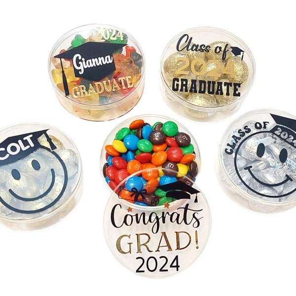 Personalized Graduation Containers with Lids - Party Favors & Gifts - Candy Containers - Graduation Gift - Graduation Party Favors - Grad