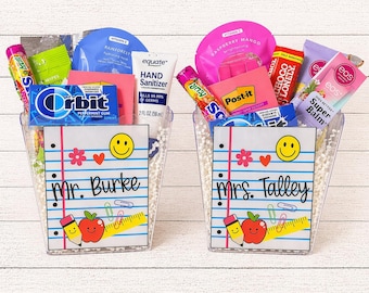 Contenedor personalizado para maestros o estudiantes, con temática escolar, para fin de curso, primer día de clases y Semana de agradecimiento a los maestros.