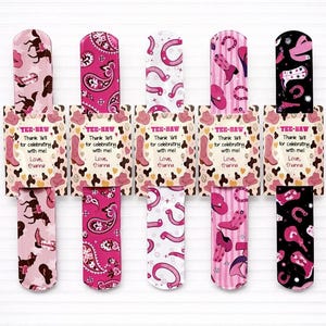 Cowgirl Birthday Slap Bracelet Favors – "YEE HAW! Thank y’all for celebrating with me!" – Western Party Goodie Bag - Bulk Party Favors