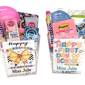 Personalized Teacher Gift Container – School Themed – First Day of School Gift, Teacher Gift Bag - Welcome Back To School Teacher Gift