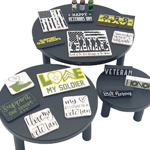 Miniature Military Signs, I Love My Veteran, Support Our Troops, Veteran Signs, Doll House Miniatures, Mini Diorama, Small Tiered Tray Decor