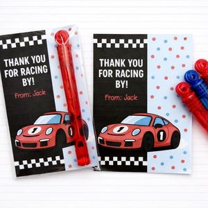 Race Car Birthday Bubble Favors – Thank You for RACING By! – Mini Bubble Stick Party Gifts for Kids – Boy Party Favors - Race Car Goodie Bag