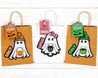Halloween Personalized Gift Bags - Ghost Themed Gift Bags - Halloween Boo Baskets -  Halloween Party Favors - Halloween Themed Ghost Gift