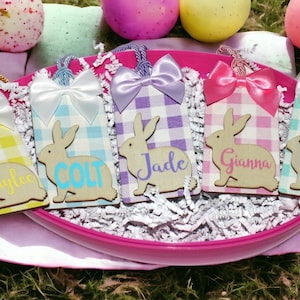 Personalisierter Osterkorb Anhänger - Personalisiertes Namensschild - Kinder Osterkorb - Ostergeschenk - Holz Osterhase - Ostereiersuche