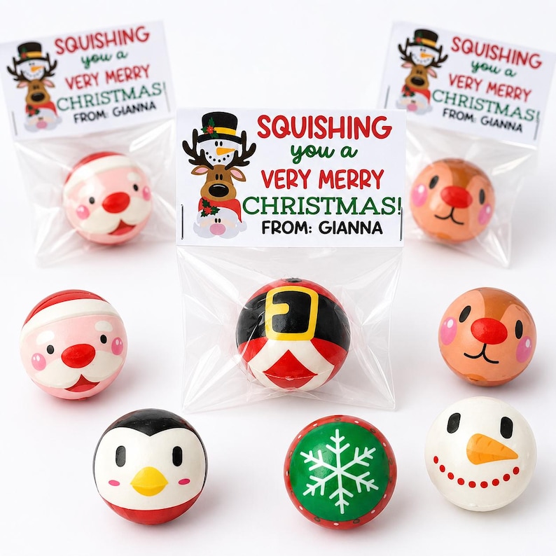Palline squishy a tema natalizio - Pronte da regalare - Bomboniere natalizie all'ingrosso - Feste di Natale in classe - Regali per studenti - Regali di Natale immagine 2