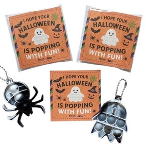 Halloween Pop Bubble Keychains – Non Candy Halloween – Trick-or-Treater Handouts - Boo Basket Stuffer - Halloween Party