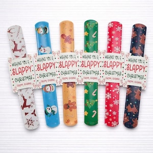 Personalized Christmas Themed Slap Bracelets for Kids, Slappy Christmas, Christmas Party Favors, Classroom Gifts, Stocking Stuffers