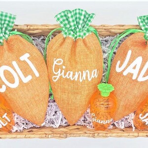 Easter Carrot Goodie Bags - Personalized Easter Bags - Easter Gifts For Kids - Easter Party Favors -Easter Basket Stuffers - Egg Hunt Prizes