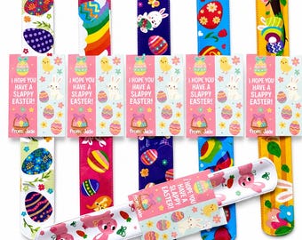 Bomboniere con braccialetti pasquali Slap per bambini – Etichetta “SLAPPY Easter”, scambio in classe, riempitivo per cestini, regalo singolo o all'ingrosso