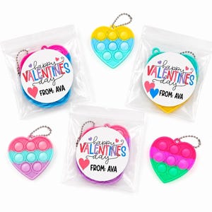Heart Popper Fidget Valentines - Kids Valentine’s Day - Classroom Favors - Non-Candy Valentines - Student Gifts