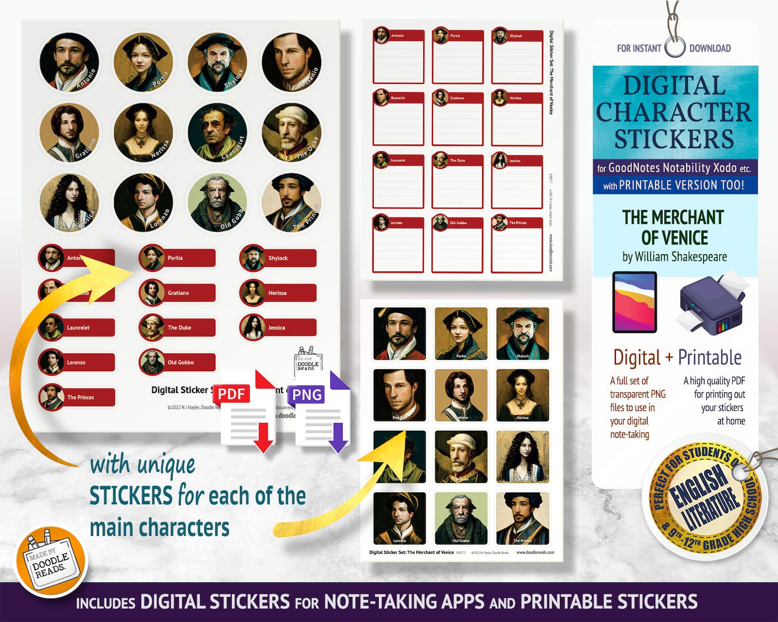 Sticker Julit Romeo and Juliet: Character Digital Stickers for Note-taking Apps ...