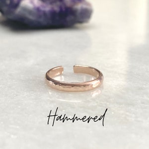 Rose Gold toe ring, 14k gold filled toe ring, adjustable gold toe ring, HAMMERED gold toe ring, body jewellery, boho toe rings, pink gold