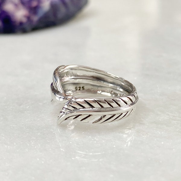 Sterling Silver Feather ring | Silver Thumb ring |  boho silver ring | angel feather ring, Wrap around ring,  gift for her, Feather ring,