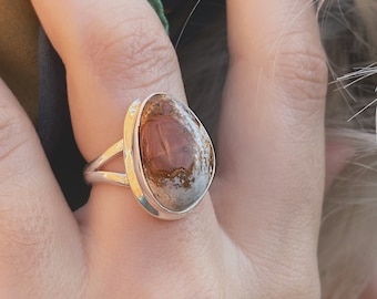 Mexican Fire Opal Ring | Sterling Silver Opal Ring | Organic Sterling Silver Ring