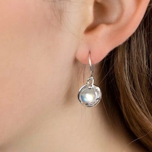 Sterling Silber Mondstein Damen Runde Tropfen Ohrringe |  Edelstein Schmuck |  Geschenk Schmuck | Edelstein Ohrringe | Organische Ohrringe