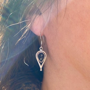 Sterling silver Black Onyx Drop earrings | Teardrop gemstone earrings | silver drop earrings | Black earrings | Long Silver Earrings