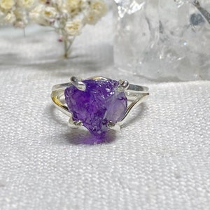 Amethyst Silver ring| Amethyst Crystal Ring | Raw stone | February Birthstone Jewellery | Raw Gemstone Jewellery