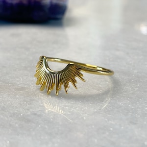 Gold sun ring | gold stacking ring | sunburst ring | Celestial Gold Ring | rising sun ring | Gold statement ring | boho gold ring