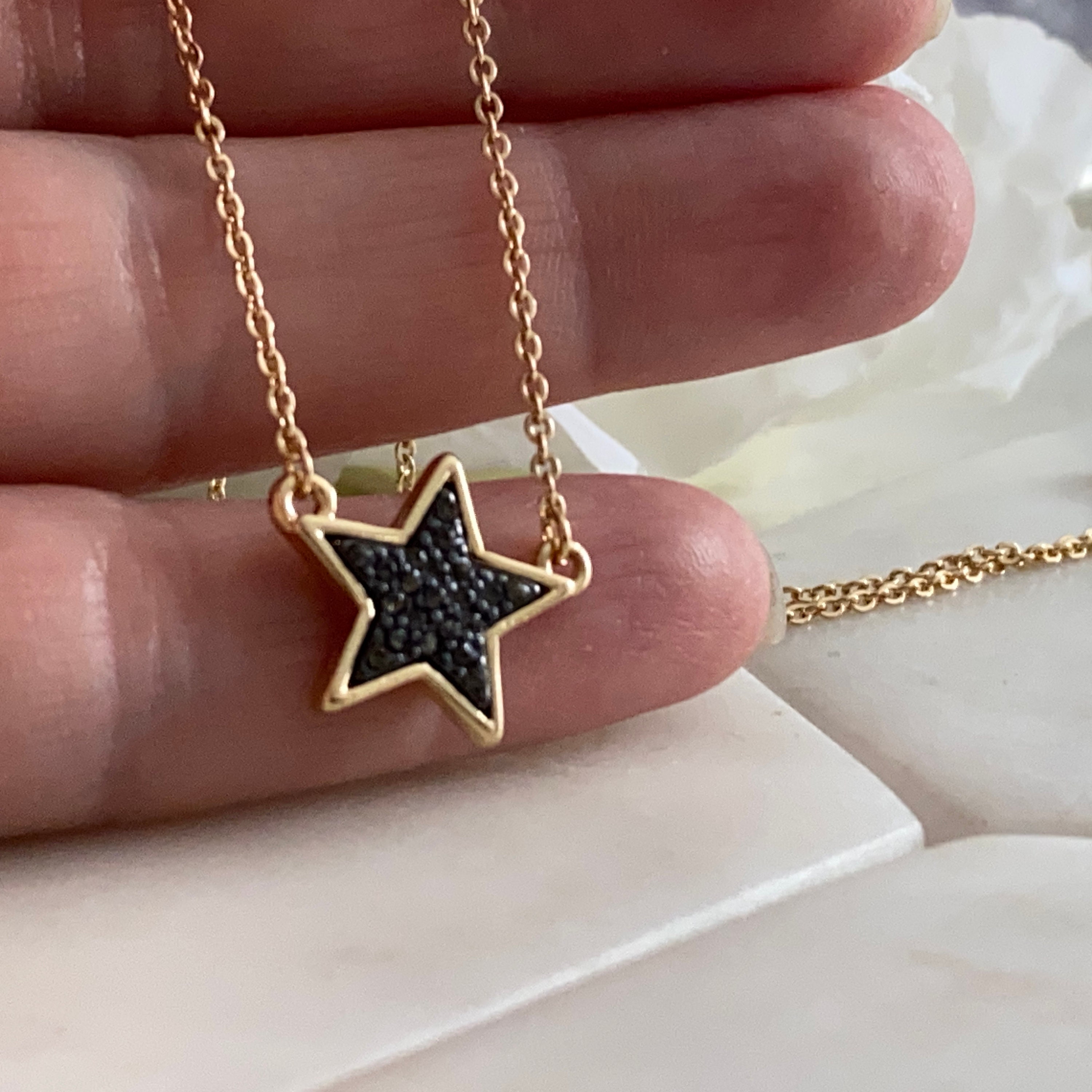 Gold Star Necklace Gold plated sparkle necklace gold star Etsy