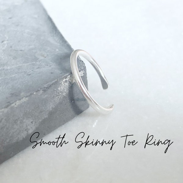 Silver Toe Ring, Adjustable toe ring, SMOOTH dainty toe ring, skinny toe ring, Dainty Silver Ring, beach jewellery, Silver Midi Ring