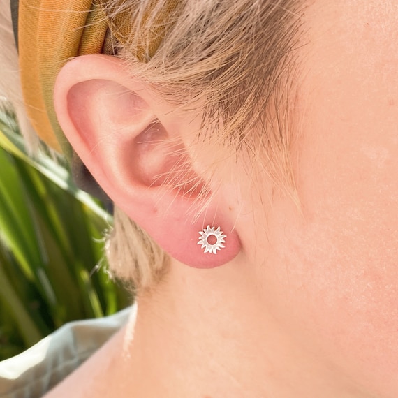 Sterling Silver Ear Studs - Sun Sterling Silver Ear Studs - Sun