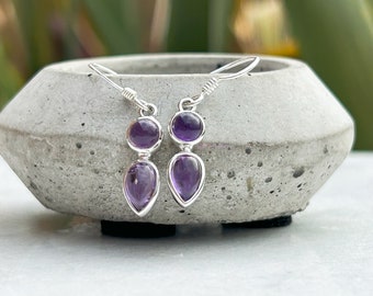 Sterling silver Boho Amethyst earrings | Amethyst gemstone earrings | silver earrings | Spiritual