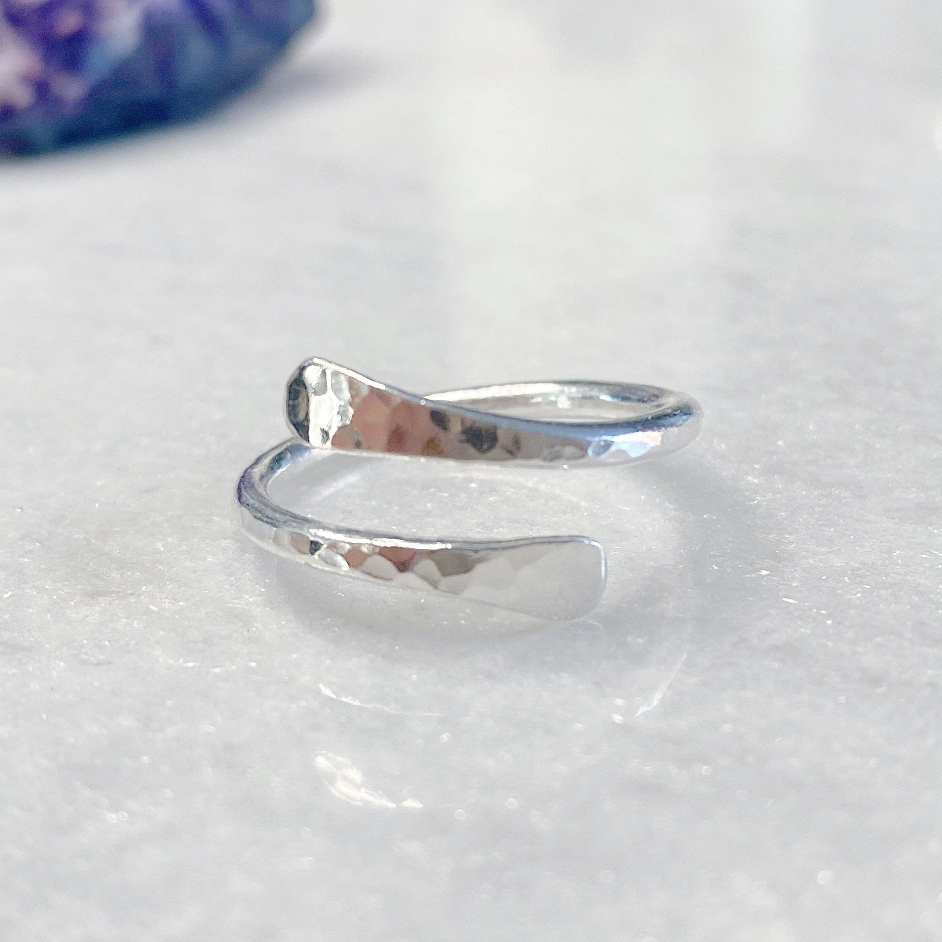 Hammered silver thumb ring deals