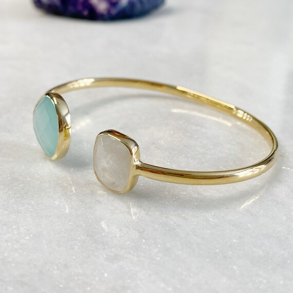 Gray Moonstone Spike Cuff Bracelet Gold-plated Sterling Silver Gray Moonstone Spike Cuff Bracelet Gold-plated Sterling Silver