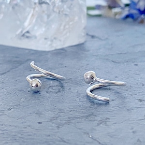 Sterling Silver Hoop Earrings, Small Silver Hoop Earrings, lightweight sterling silver threader earrings, ear threader earrings, mini hoops,