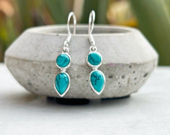 Sterling silver Boho Turquoise earrings | Turquoise gemstone earrings | silver earrings | Spiritual