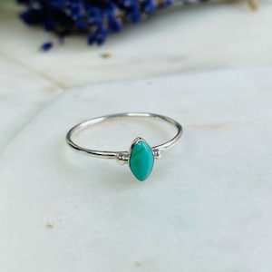 Dainty Turquoise Rind | Boho Bohemian Ring | Marquise Ring  | Sterling Silver V Shaped Ring | 925 silver stacking ring | Midi silver ring