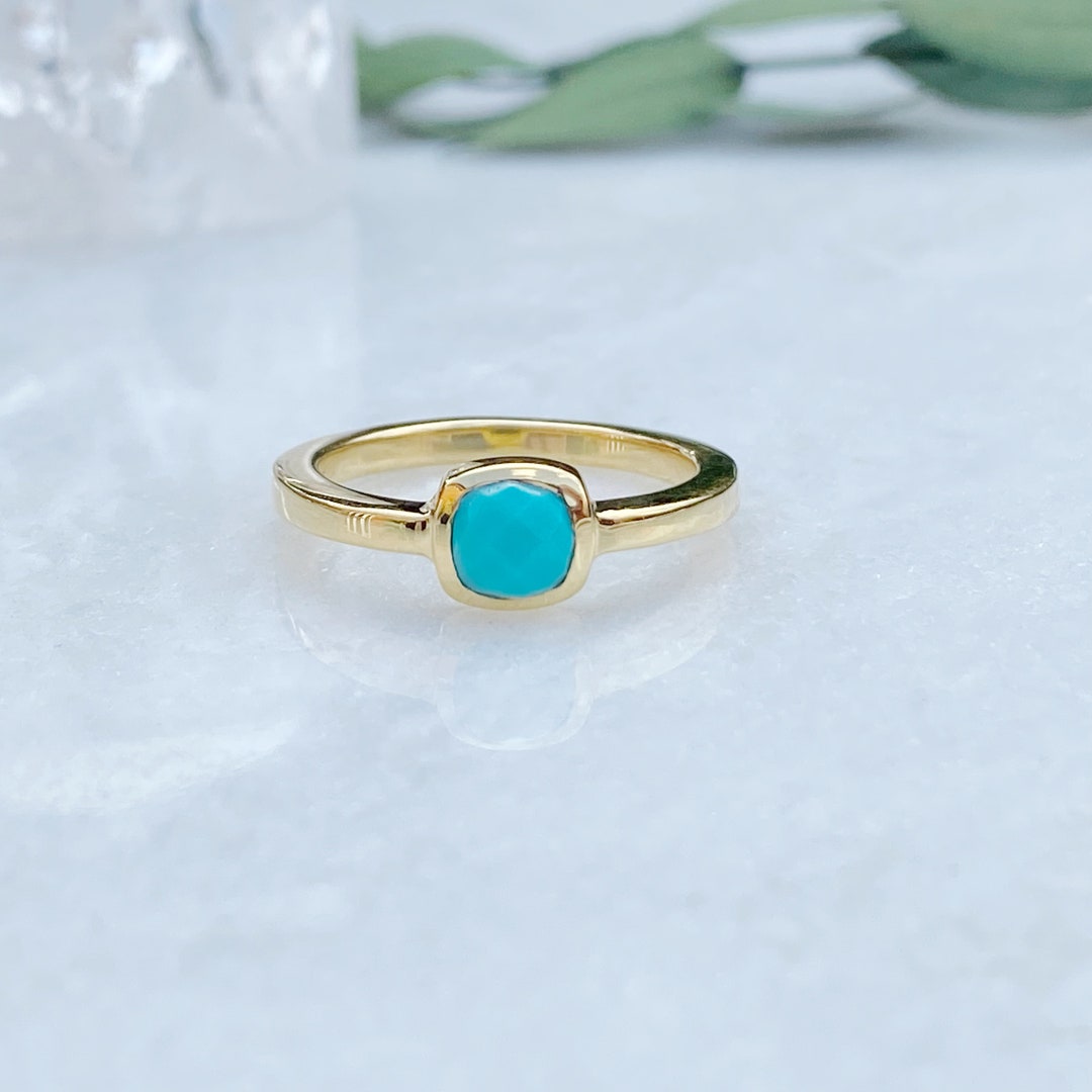 Gold Turquoise Stacking Ring | 18K Gold Vermeil Ring | Cocktail Ring ...