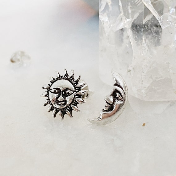 Sterling Silver Moon & Sun Earrings Sterling Silver Moon & Sun Earrings