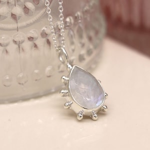 Moonstone necklace | Sterling Silver Moonstone Pendant | Layering Silver Necklace | Molten Necklace | Organic shape