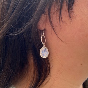 Silver Organic Shaped Moonstone Earrings | Gemstone Drop Earrings | Silver Dangle Earrings