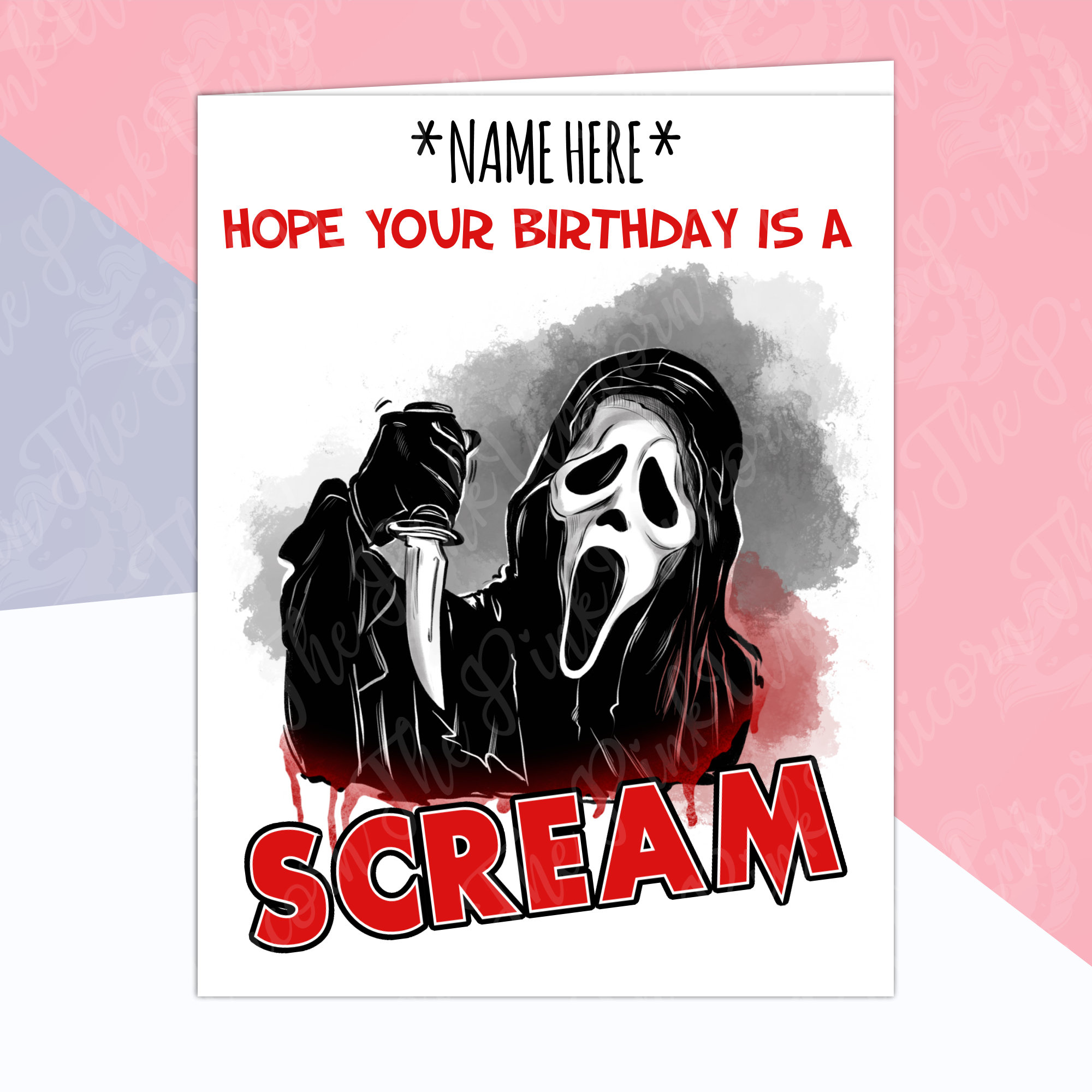 Personalised Ghostface Birthday Card. Horror Themed Birthday Etsy