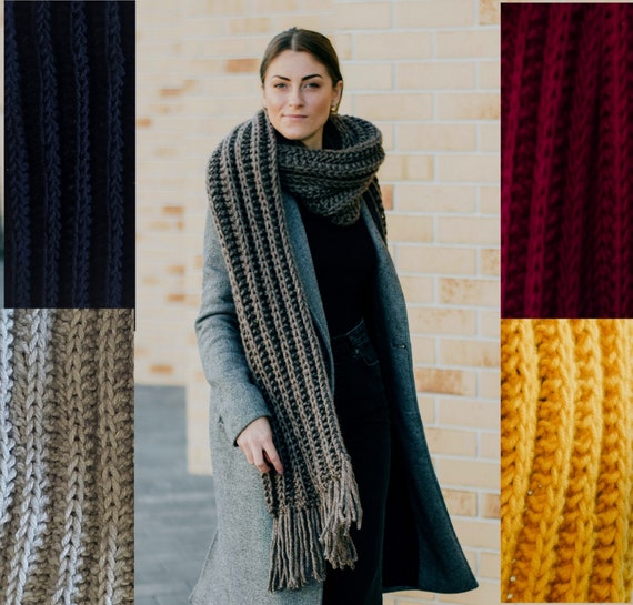 Extra Long Knit Scarf With Tassels. More Colors - Etsy