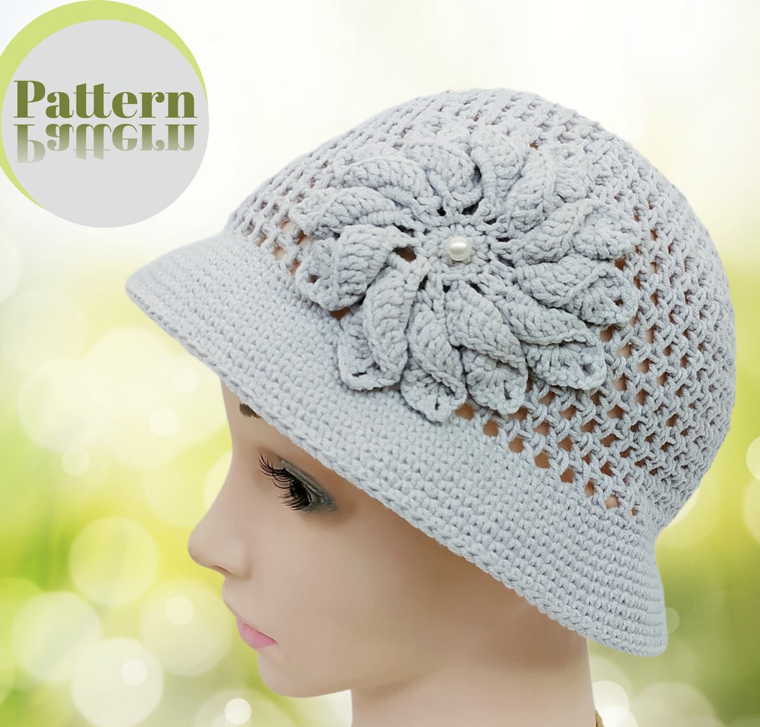Cappello a cloche estivo da donna all'uncinetto, modello, cappello