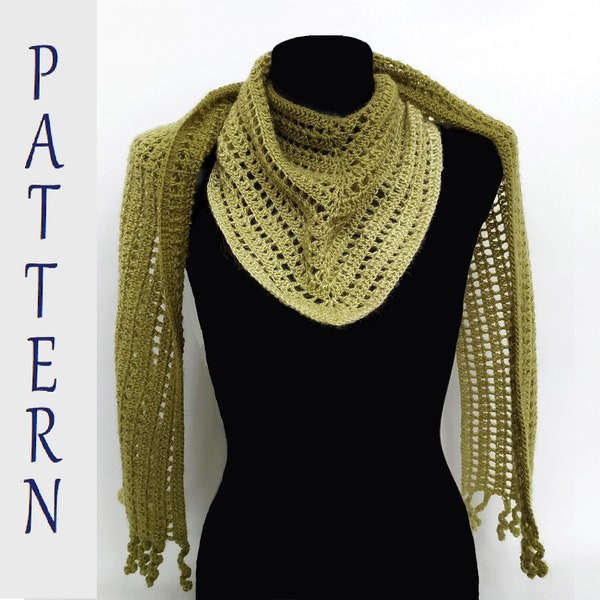 Crochet Scarf PATTERN, PDF, Tutorial with Photo and Diagrams, Crochet Ladies Lace scarf