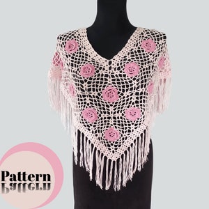 Crochet Lace Capelet Pattern, Granny Square Poncho with tassels