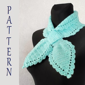 Keyhole Crochet Scarf PATTERN, Tutorial, Photo and Diagrams, PDF