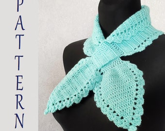 Keyhole Crochet Scarf PATTERN, Tutorial, Photo and Diagrams, PDF