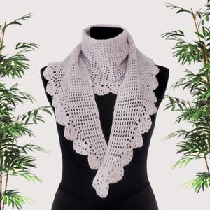 Handmade Crochet Lace Scarf: Lavender Wool Blend Shawl