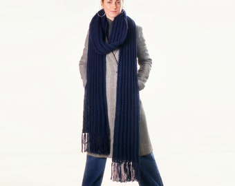 Extra Long Chunky Knit Scarf with Tassels, Unisex Scarf