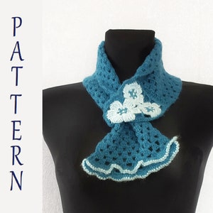 Crochet Keyhole Scarf PATTERN PDF, Tutorial, Charts and Photo